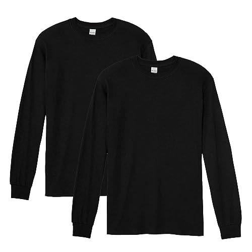 Gildan Herren T-Shirt Heavy Cotton Long Sleeve Style G5400, 2er-Pack Hemd, schwarz, 3X-Groß von Gildan