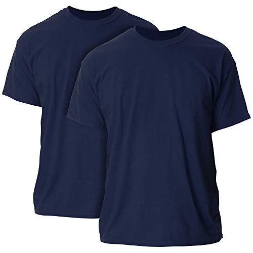 Gildan Herren T-Shirt für Erwachsene, schwere Baumwolle, 2er-Pack Hemd, Navy, 3XL von Gildan