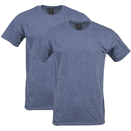 Gildan Herren Tailliertes Baumwoll-T-Shirt, 2er-Pack Hemd, Marineblau (Heather Navy), S von Gildan