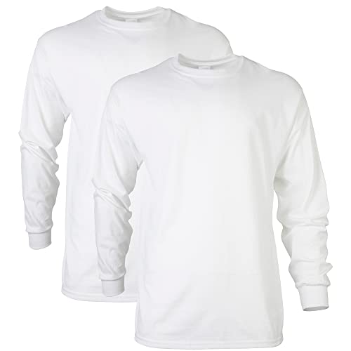 Gildan Herren Ultra Cotton T-shirt met lange mouwen Style G2400, Multipack T Shirt, Weiß, M EU von Gildan