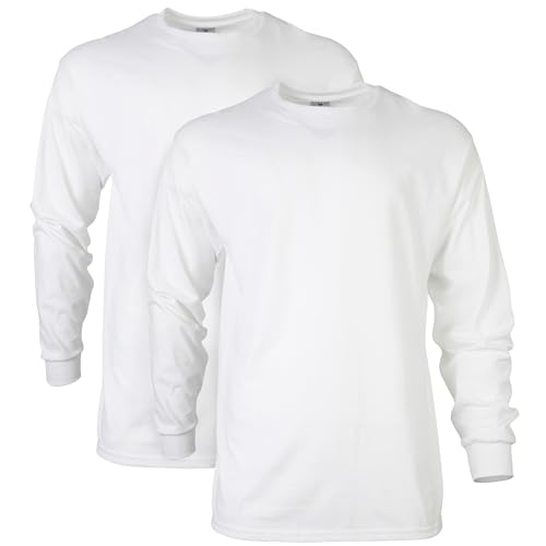 Gildan Herren Ultra Cotton T-shirt met lange mouwen Style G2400, Multipack T Shirt, Weiß, M EU von Gildan