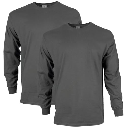 Gildan Herren Ultra Cotton Adult Long Sleeve T-Shirt, 2-Pack Hemd, anthrazit, XX-Large von Gildan