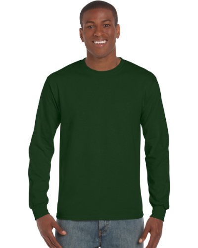 Gildan Herren Ultra Cotton Adult Long Sleeve T-Shirt, Grün (Forest Grün 033), S von Gildan