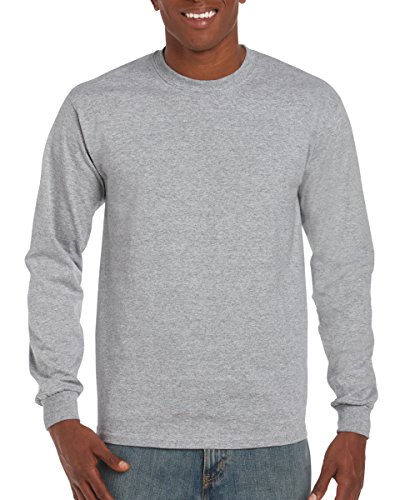 GILDAN Herren Ultra Cotton Adult Long Sleeve T-Shirt, Grau (Sport Grau 095), M von Gildan