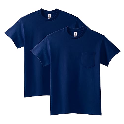 Gildan Unisex-Erwachsene Ultra Cotton T-Shirt with Pocket, Style G2300, 2-Pack Hemd, Marineblau, Mittel (2er Pack) von Gildan