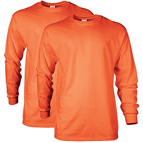 Gildan Herren Ultra Cotton Langarm, Stil G2400, Multipack T-Shirt, Orange (2er-Pack), XL von Gildan