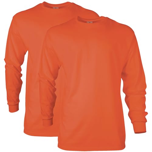 Gildan Herren Ultra Cotton Langarm, Stil G2400, Multipack T-Shirt, Orange (2er-Pack), XL von Gildan