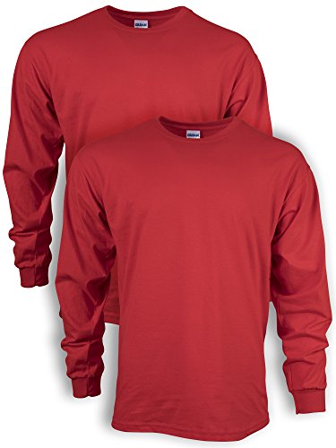 Gildan Herren Ultra Cotton Langarm, Stil G2400, Multipack T-Shirt, Rot (2er-Pack), S von Gildan