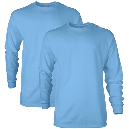 Gildan Unisex-Erwachsene Ultra Cotton Langarm, Stil G2400, Multipack T-Shirt, Carolina Blue (2er-Pack), L von Gildan