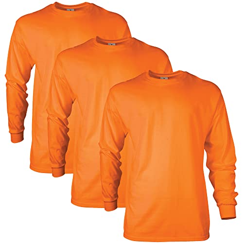 Gildan Herren Ultra Cotton Langarm Style G2400, Multipack T-Shirt, Orange (3er-Pack), 3X-Groß von Gildan