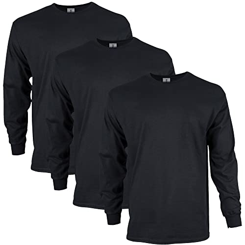 Gildan Herren Ultra Cotton Langarm Style G2400, Multipack T-Shirt, Schwarz (3er-Pack), 3X-Groß von Gildan