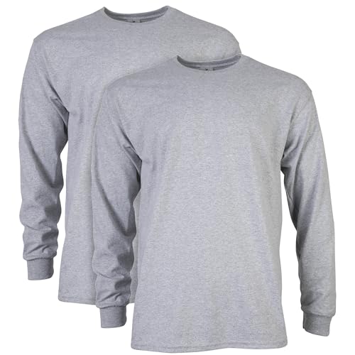 Gildan Unisex-Erwachsene Ultra Cotton Long Sleeve, Style G2400, Multipack T-Shirt, Sport Grey (2er-Pack), 5XL von Gildan
