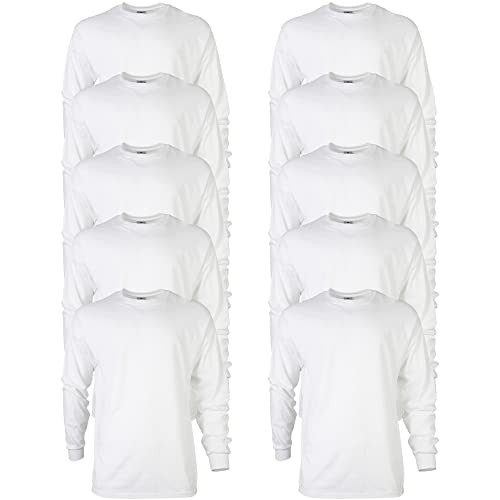 Gildan Herren Ultra Cotton Langarm, Stil G2400, Multipack T-Shirt, Weiß (10 Stück), 3XL (10er Pack) von Gildan