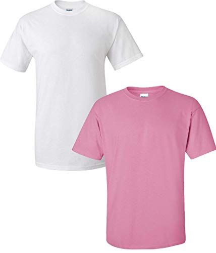 Gildan Herren Ultra Cotton T-Shirt Style G2000, 2er-Pack, Weiß/Azelea, X-Groß von Gildan