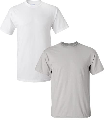 Gildan Herren Ultra Cotton T-Shirt Style G2000, 2er-Pack, Weiß/Eisgrau., X-Groß von Gildan