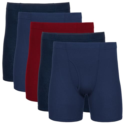 Gildan Herren Underwear Covered Waistband Boxer Briefs, Multipack Retroshorts, Marineblau/Metroblau/Kardinalrot (5er-Pack), X-Large von Gildan