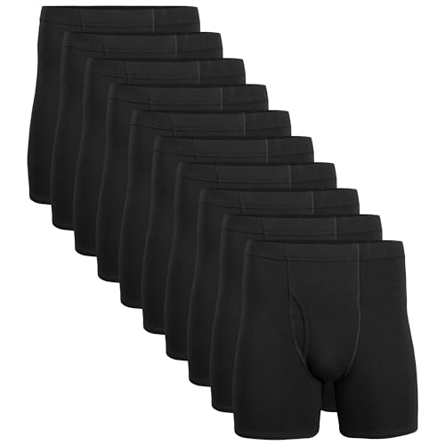 Gildan Herren Unterwäsche mit Verdecktem Bund, Boxershorts, Multipack Retroshorts, Schwarz (10 Stück), Large (10er Pack) von Gildan