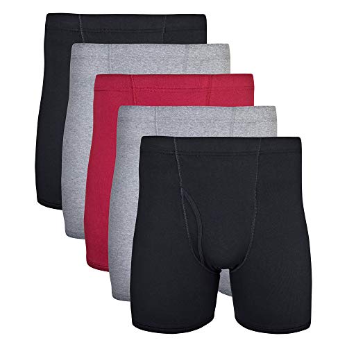 Gildan Herren Unterwäsche mit verdecktem Bund, Boxershorts, Multipack Retroshorts, Schwarz/Granat/Graphit (5er-Pack), Medium von Gildan