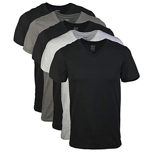 Gildan Herren T-shirts med V-hals, multipakke Unterhemd, 5 Stück, L EU von Gildan