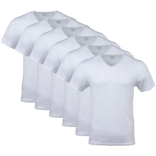 Gildan Herren V-Ausschnitt T-Shirts Multipack Style G1103 Unterhemd, Weiß (6er Pack), Mittel von Gildan