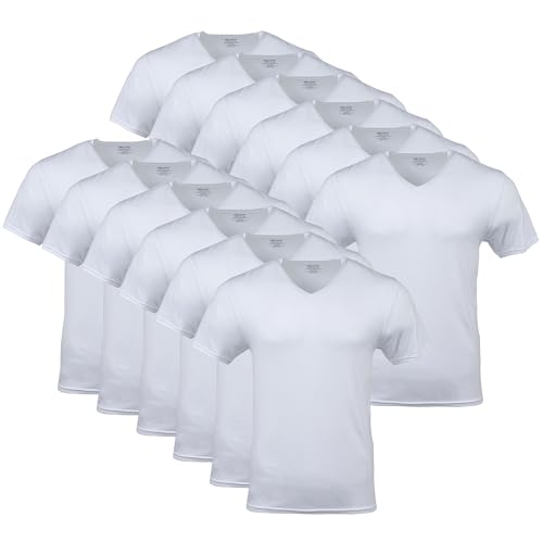 Gildan Herren V-Neck T-Shirts Multipack Style G1103, Weiß (12er-Pack), L von Gildan