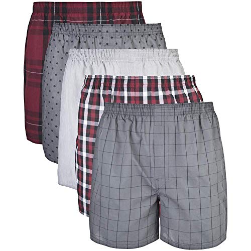 Gildan Herren Gewebte Boxershorts, Multipack Unterw sche, Rot Grau (5er-pack), L EU von Gildan