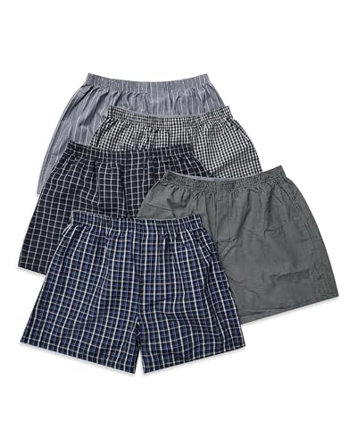 Gildan Herren Woven Shorts, Multipack Boxershorts, Schwarze Streifen Sortiert (5er-pack), XL EU von Gildan