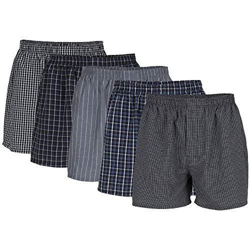 Gildan Herren Woven Shorts, Multipack Boxershorts, Schwarze Streifen Sortiert (5er-pack), XXL EU von Gildan