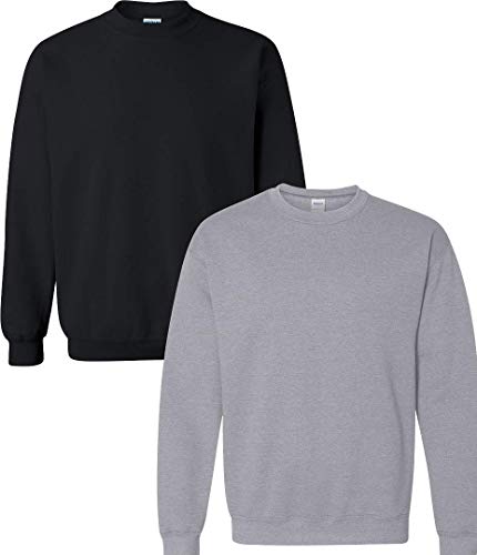 Gildan Kapuzenpullover für Herren, schweres Mischgewebe, 227 g T-Shirt, 2er-Pack, Größe S/M/L, Schwarz, Sportgrau von Gildan