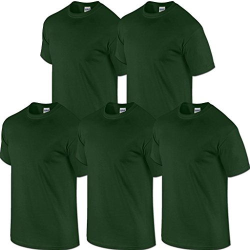 Gildan einfache T-Shirts, verfügbar in allen Farben und Größen, für Herren, 5 Stück Gr. X-Large, 5 x Bottle Green von Gildan