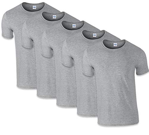 Gildan Mens Softstyle T-shirt 5-Pack, Sport Grey, XL von Gildan
