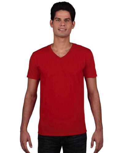 Gildan Soft Style 64 V00 T-Shirt, V-Ausschnitt L rot - rot von Gildan