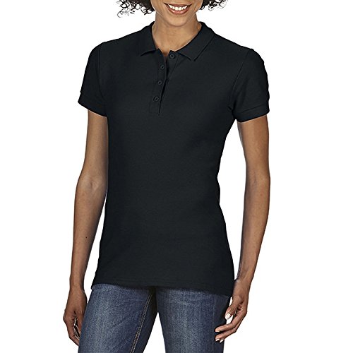 Gildan Softstyle Damen Kurzarm Doppel Pique Polo Shirt (L) (Schwarz) von Gildan