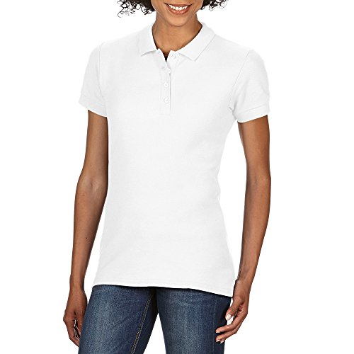 Gildan Softstyle Damen Kurzarm Doppel Pique Polo Shirt (L) (Weiß) von Gildan