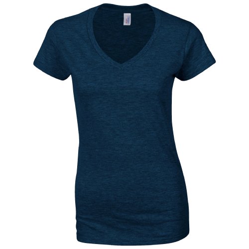 Gildan Softstyle Damen T-Shirt mit V-Ausschnitt Gr. Large, Navy von Gildan