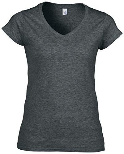 Gildan Softstyle Damen T-Shirt mit V-Ausschnitt Gr. M, Dunkles Erika von Gildan