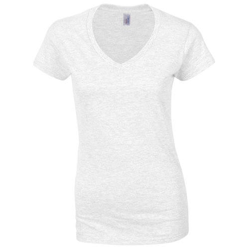 Gildan Softstyle Damen T-Shirt mit V-Ausschnitt Gr. M, weiß von Gildan