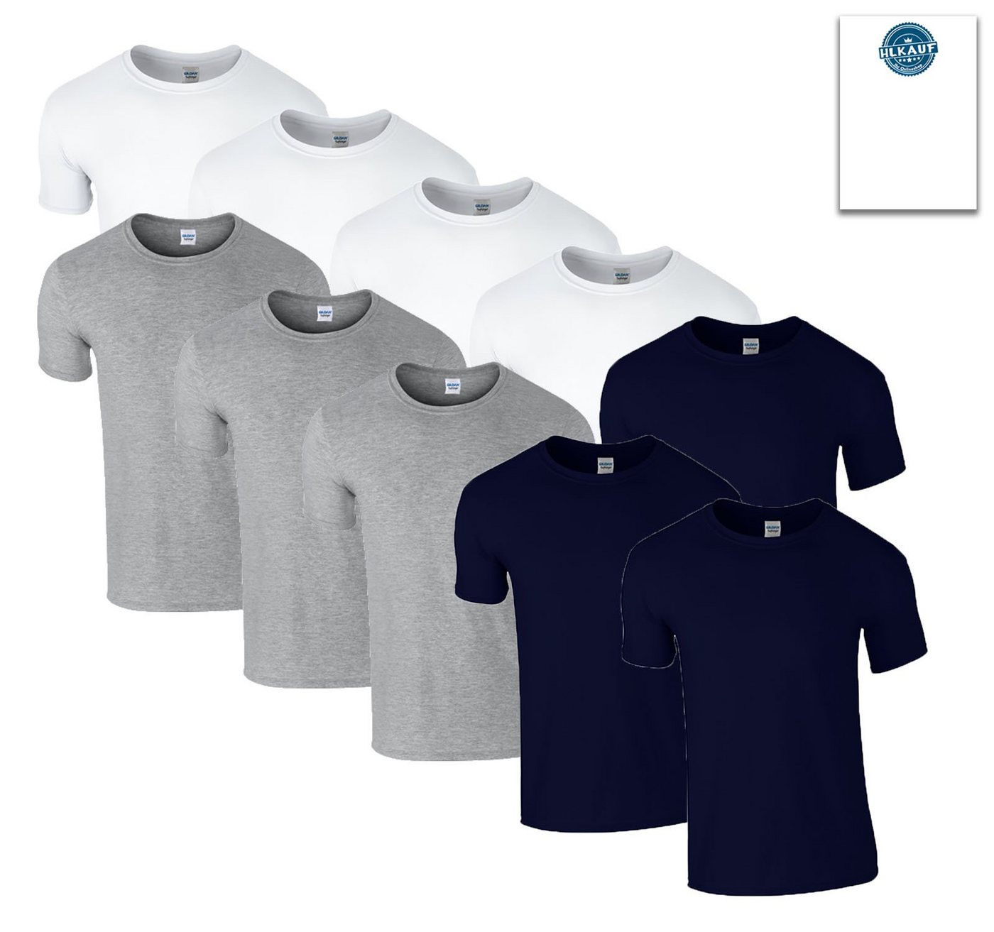 Gildan T-Shirt 10er T-Shirts Softstyle M L XL XXL 3XL 4XL 5XL Shirt & GRATIS Block (10er-Pack) von Gildan