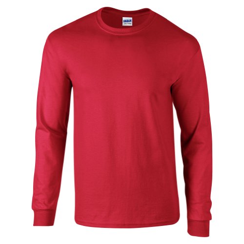 Gildan Ultra, Langarmshirt, Baumwolle Gr. S, rot von Gildan