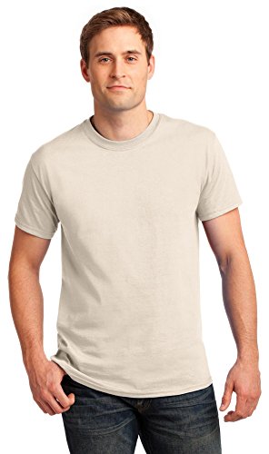 Gildan Ultra Herren T-Shirt mit versiegeltem Kragen, vorgeschrumpft, natur, Large von Gildan