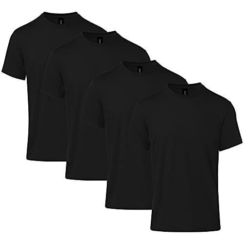 Gildan Uni-Erwachsene Softstyle CVC Kurzarm, Stil G67000/G64000cvc, Multipack T-Shirt, Pitch Black (4er-Pack), 3XL von Gildan
