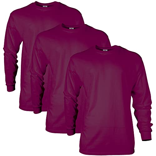 Gildan Uni-Erwachsene Ultra Cotton Long Sleeve, Style G2400, Multipack T-Shirt, Kastanienbraun (3er-Pack), XXL von Gildan