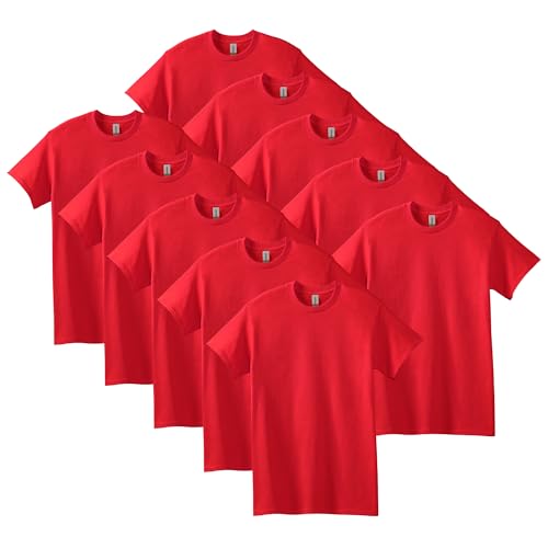 Gildan Unisex-Erwachsene Heavy Cotton, Style G5000, Multipack T-Shirt, Rot (10er-Pack), 4X-Groß von Gildan