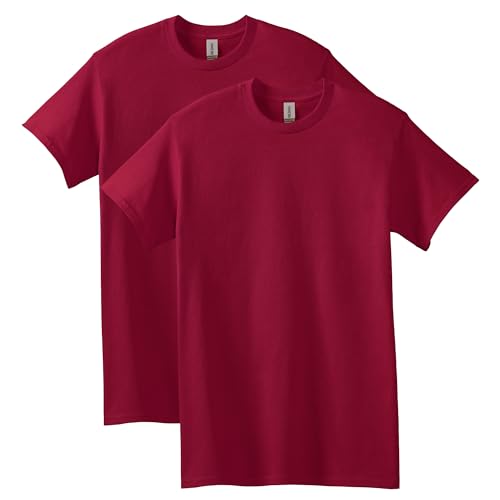 Gildan Unisex-Erwachsene Heavy Cotton T-Shirt, Style G5000, Multipack Hemd, Kardinalrot (2er-Pack), Klein von Gildan