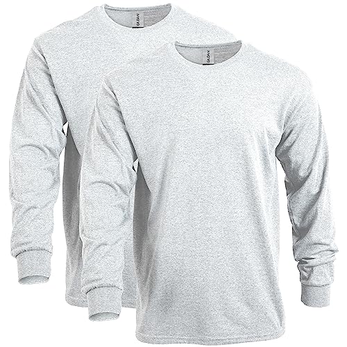 Gildan Unisex-Erwachsene Langärmeliges Schwerer Baumwolle, Stil G5400, 2er-Pack T-Shirt, Grau (Ash Grey), L von Gildan