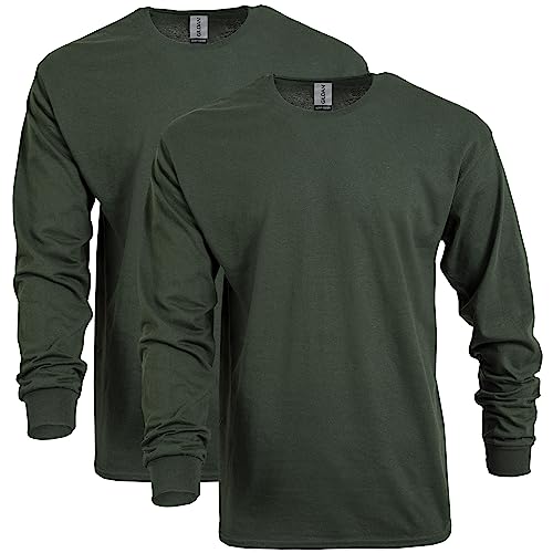 Gildan Uni-Erwachsene Langärmeliges Schwerer Baumwolle, Stil G5400, 2er-Pack T-Shirt, Grün (Forest Green), Mittel von Gildan