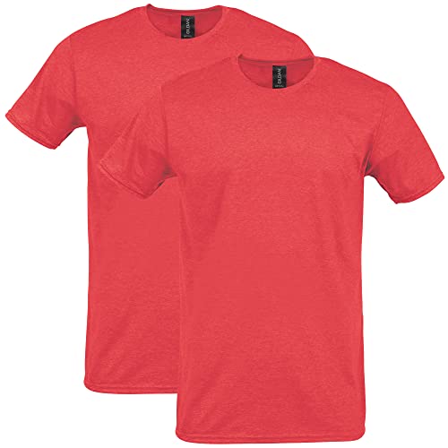 Gildan Unisex-Erwachsene Softstyle Baumwolle Style G64000 T-Shirt, Heather Red (2er-Pack), XL von Gildan