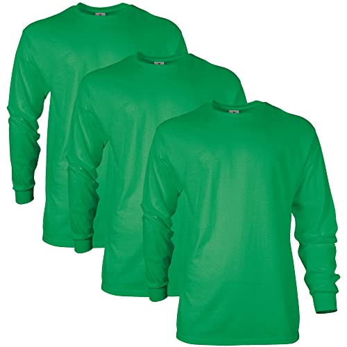 Gildan Unisex-Erwachsene Ultra Cotton Langarm, Stil G2400, Multipack T-Shirt, Irish Green (3er-Pack), L von Gildan