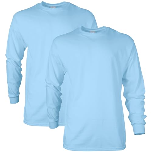 Gildan Unisex-Erwachsene Ultra Cotton Long Sleeve, Style G2400, Multipack T-Shirt, Hellblau (2er-Pack), L von Gildan