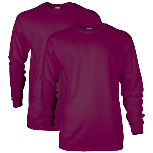 Gildan Uni-Erwachsene Ultra Cotton Long Sleeve, Style G2400, Multipack T-Shirt, Kastanienbraun, S (2er Pack) von Gildan